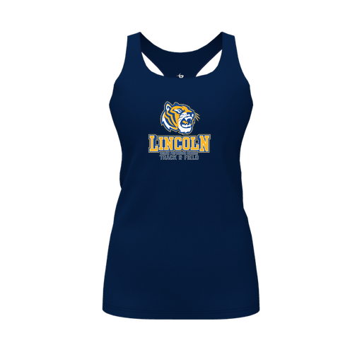 [FT0TRBNV-FYS-LOGO1] Decker Racerback Tank Top (Female Youth S, Navy, Logo 1)