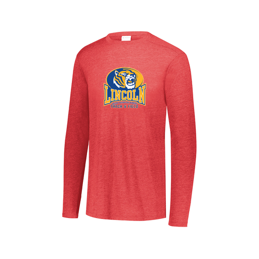 [FTLCUBRD-AXS-LOGO3] Decker Men's Tri-Blend T-Shirt - Long Sleeve (Adult XS, Red, Logo 3)